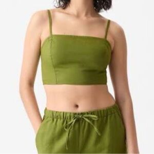 GAP Chartreuse Cropped Spaghetti Strap Top Stretch Back Removable Straps NWT XL